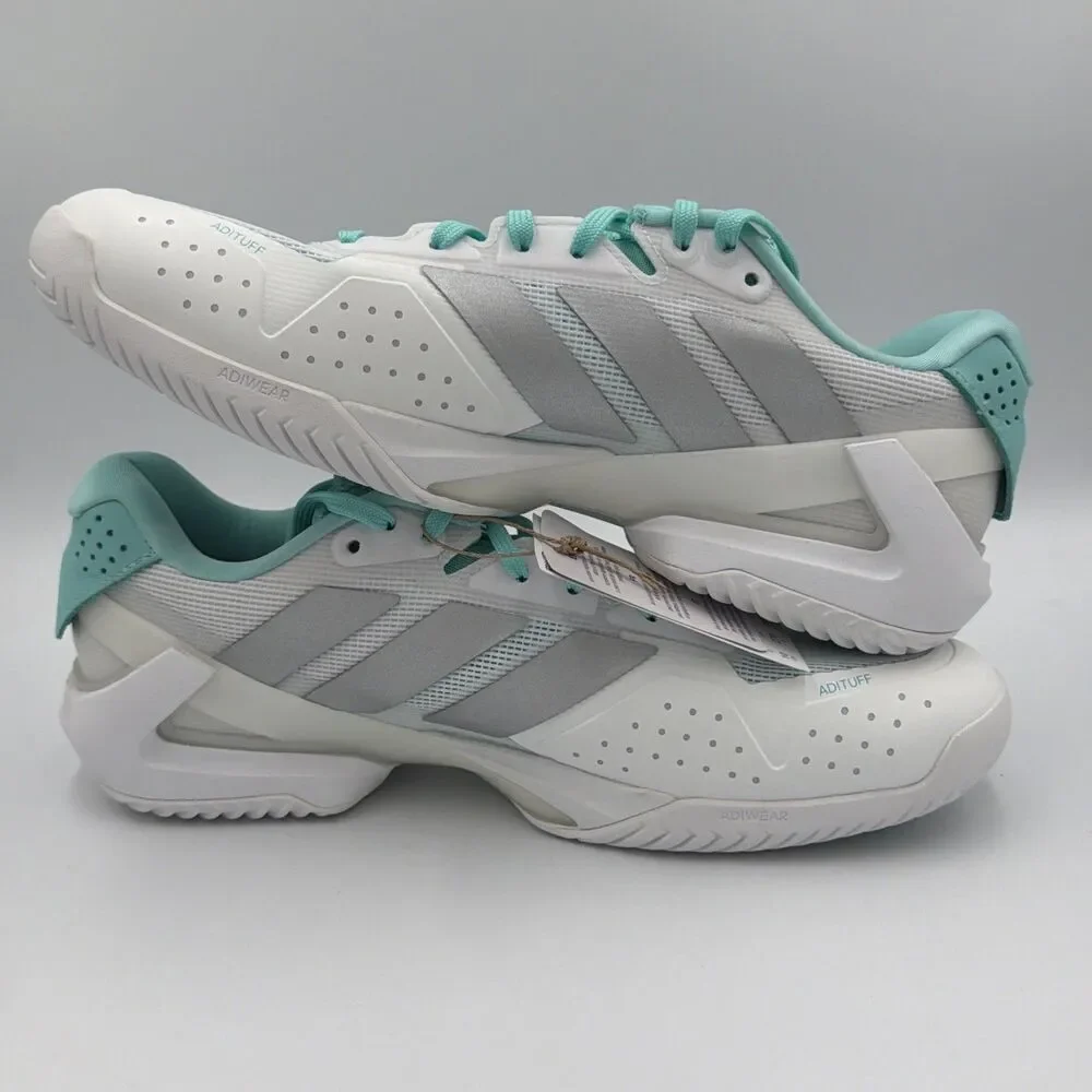 adidas Adizero Ubersonic 5 Tennis  Womens Silver White Sneakers Athletic Size 10